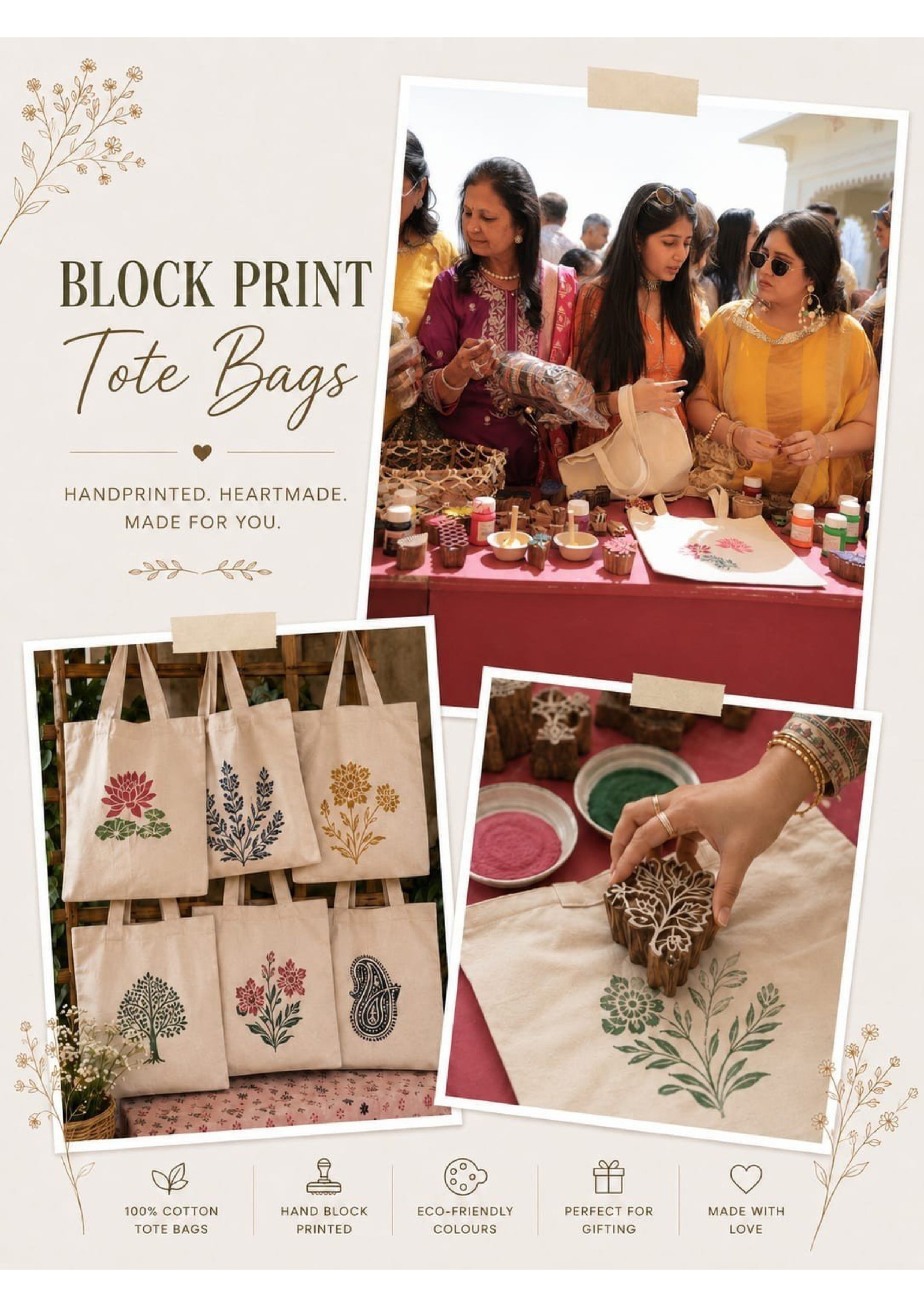 Block print tote stall Udaipur