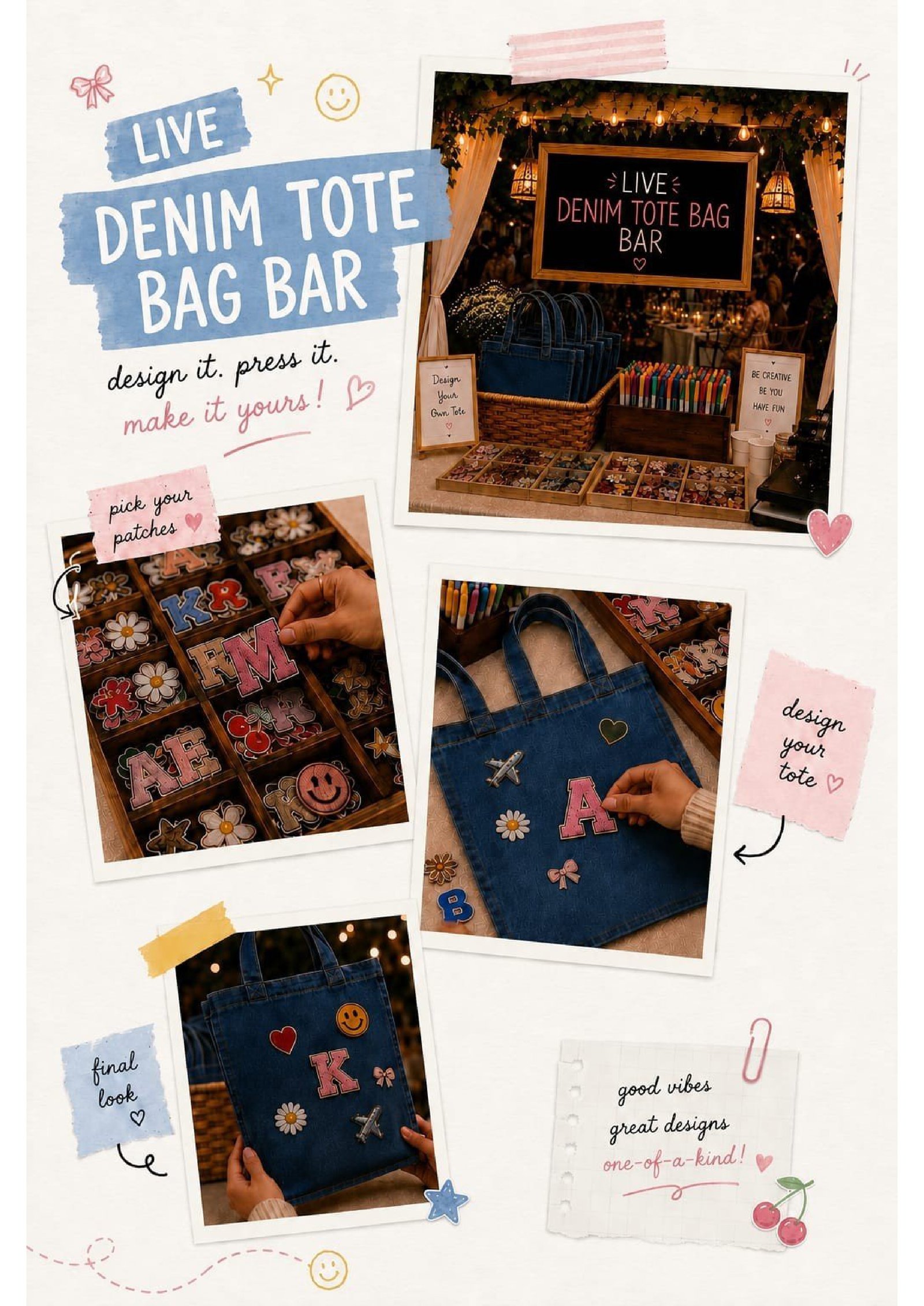 Live Denim Tote Bag Bar Stall Udaipur